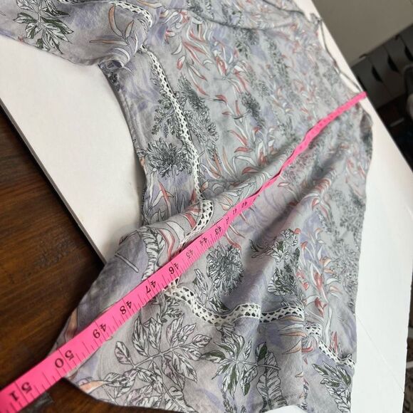 Cynthia Rowley Women's Purple Floral Linen Blend Handkerchief Hem Midi Dress S - Picture 16 of 16